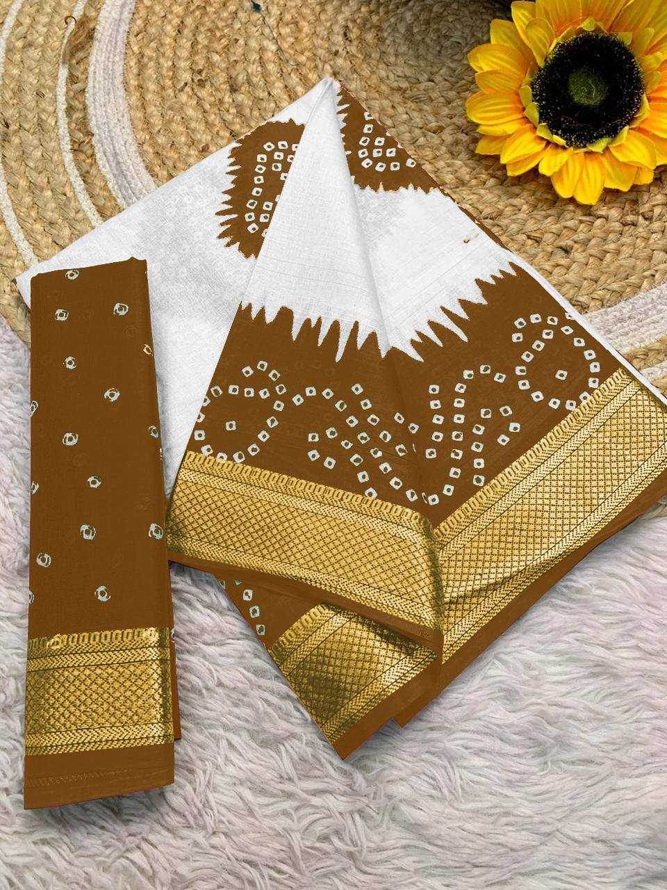 Bandhani Printed Cotton Sarees - MYLUXURY LANE ENTERPRISE